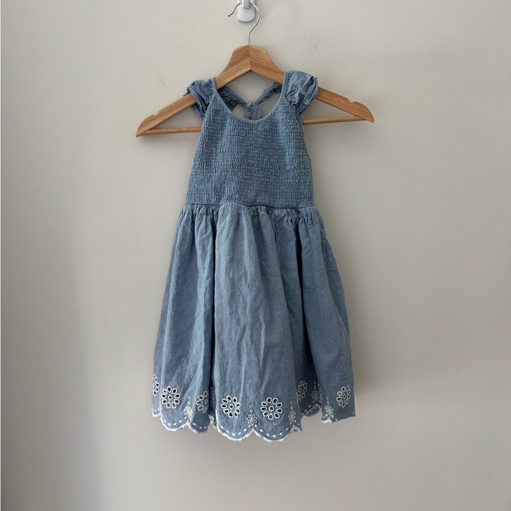 Tahari Light Blue Eyelet Hem Girls' Casual Dress